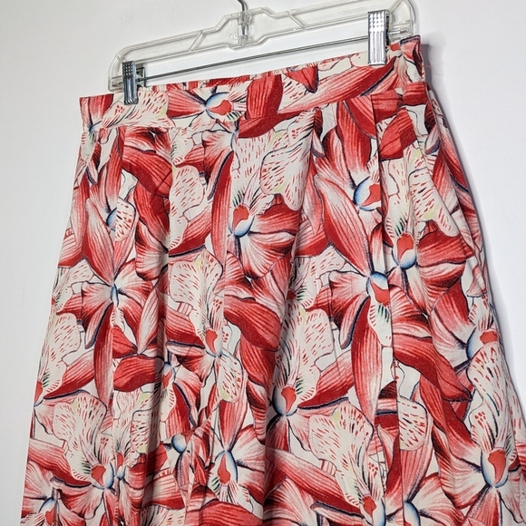 Carmen Marc Valvo Red White Wide Leg Swim Cover Lounge Pant L - Picture 2 of 10